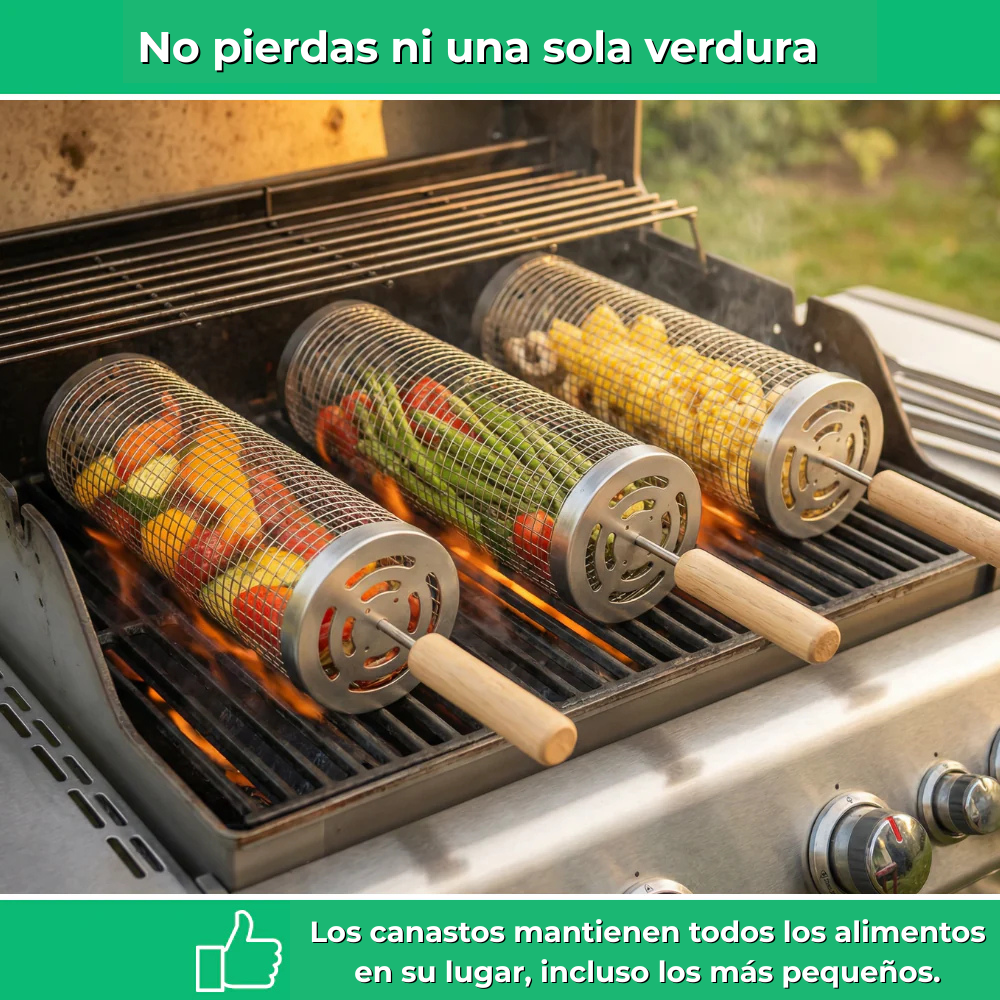 GrillMaster | Cestas de cocción para barbacoa de acero inoxidable | 1+1 gratis