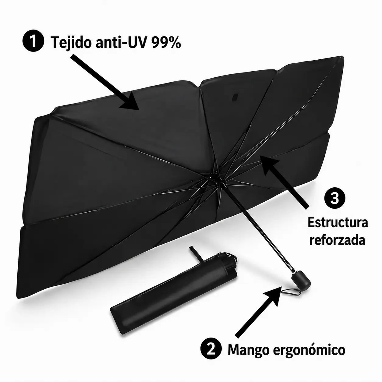 SunBloc | Parasol plegable para parabrisas | Bloquea el calor y los rayos UV Vivarro