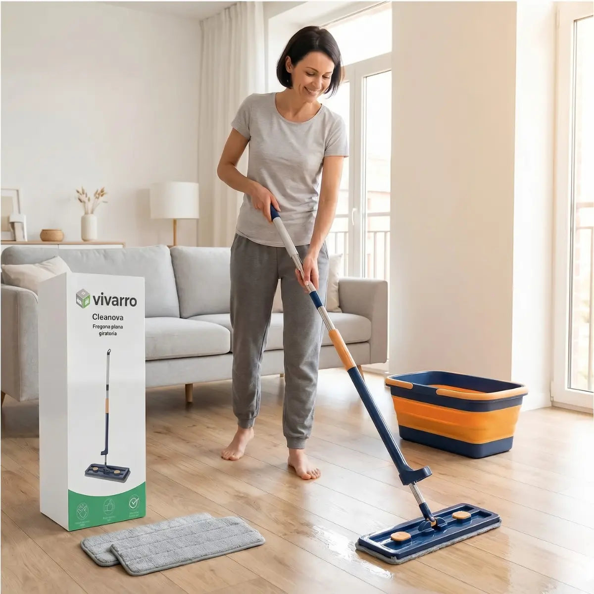Clean360 | Fregona giratoria con tecnología de escurrido integrada Vivarro