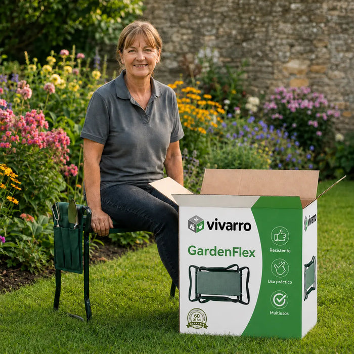 GardenFlex | Banco de jardinería plegable 2 en 1 | Trabaja sin dolor de rodillas ni espalda