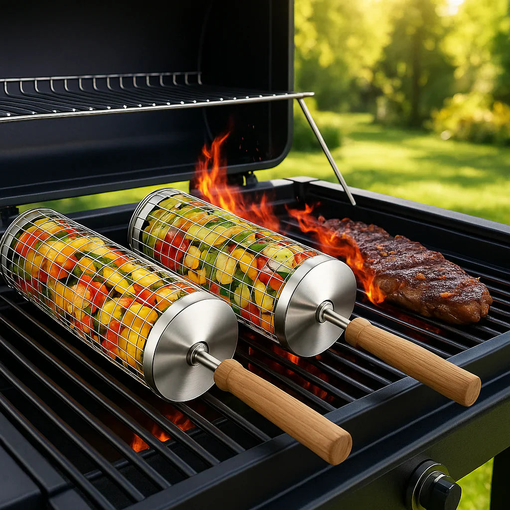 GrillMaster | Cestas de cocción para barbacoa de acero inoxidable | 1+1 gratis