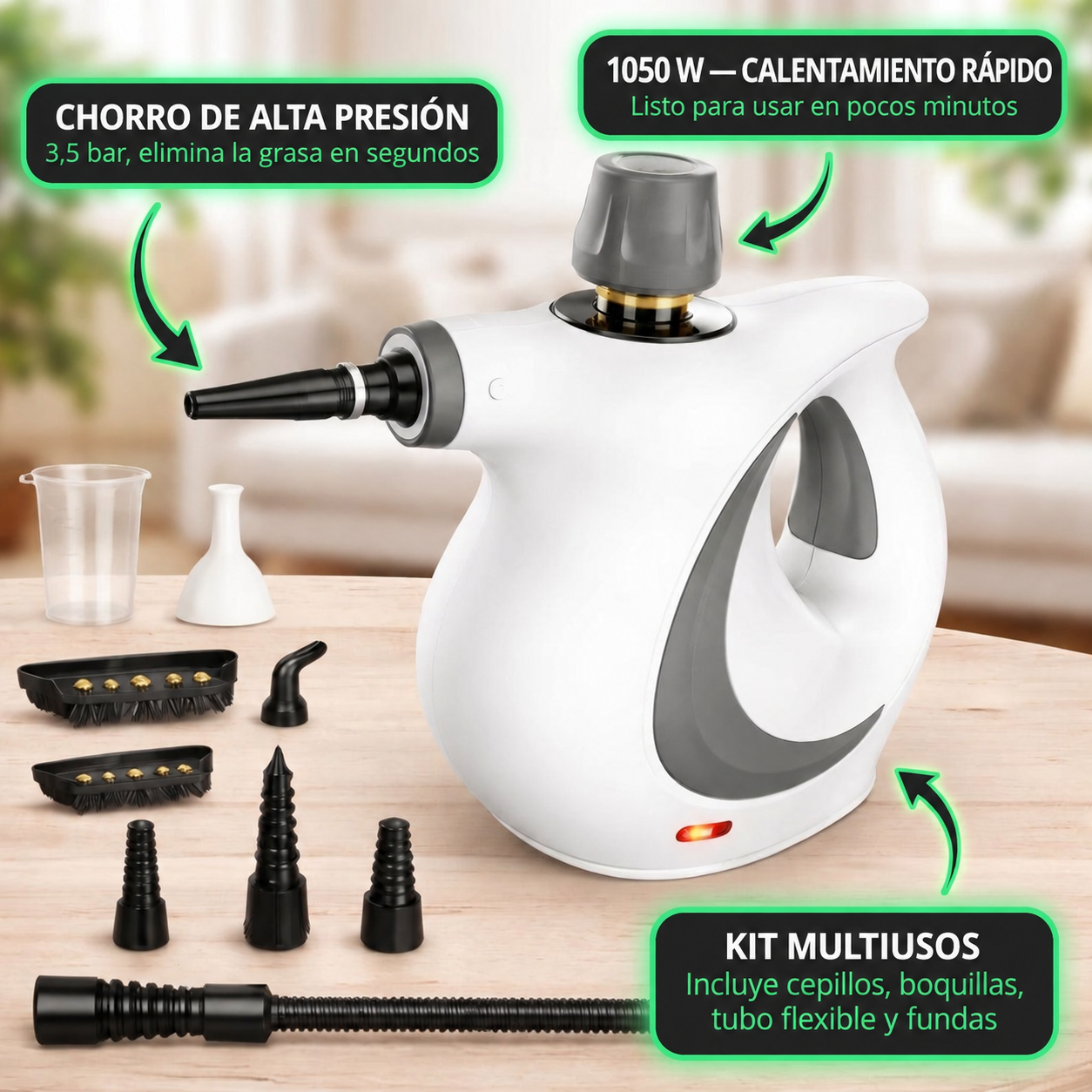 Prestaciones del limpiador a vapor VaporMax