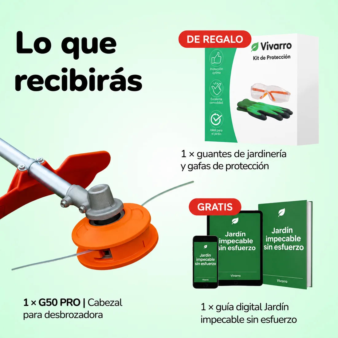 Desbroza todo sin esfuerzo, con un cabezal de corte que nunca se desgasta