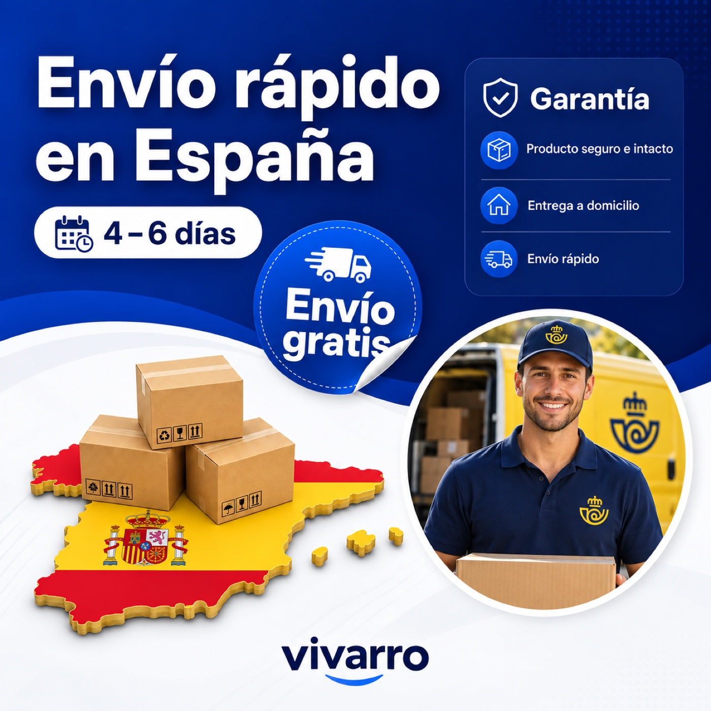 Envío rápido en España en 4 a 6 días, entrega a domicilio y envío gratis
