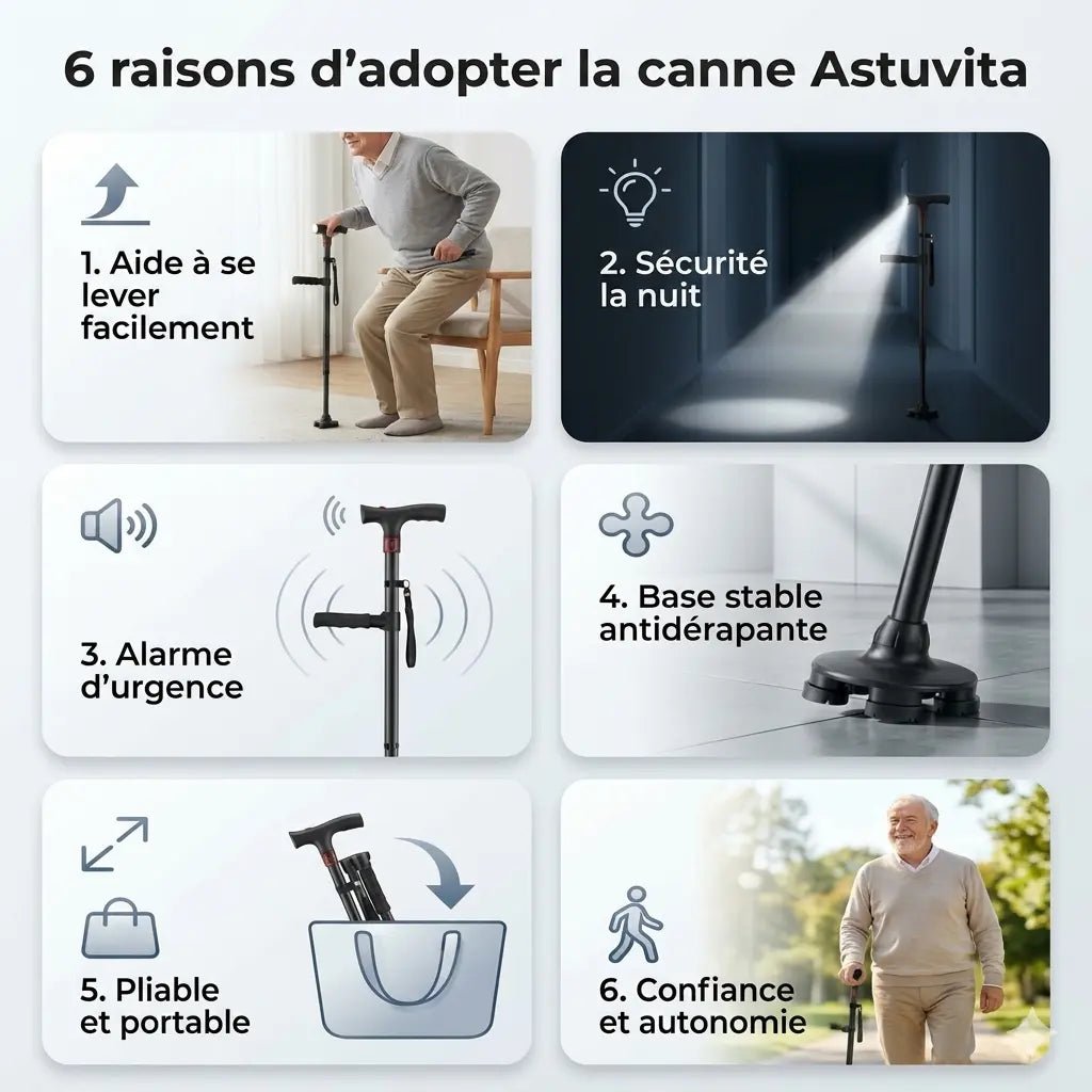 La canne qui aide à vous lever seul et marcher sans peur de tomber - Astuvita Image